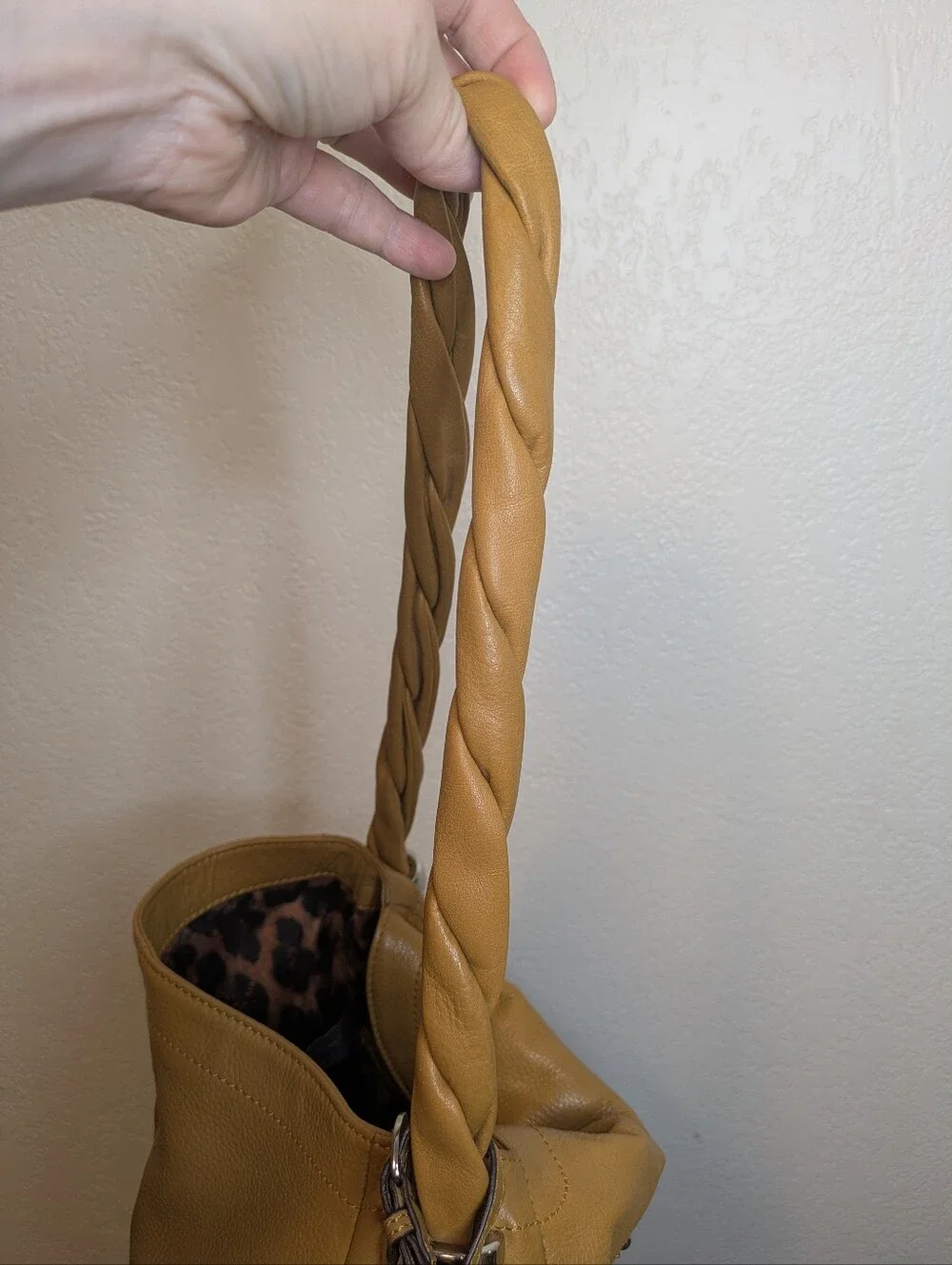 Authentic B. Makowsky Mustard Yellow Slouchy Leather Shoulder Bag